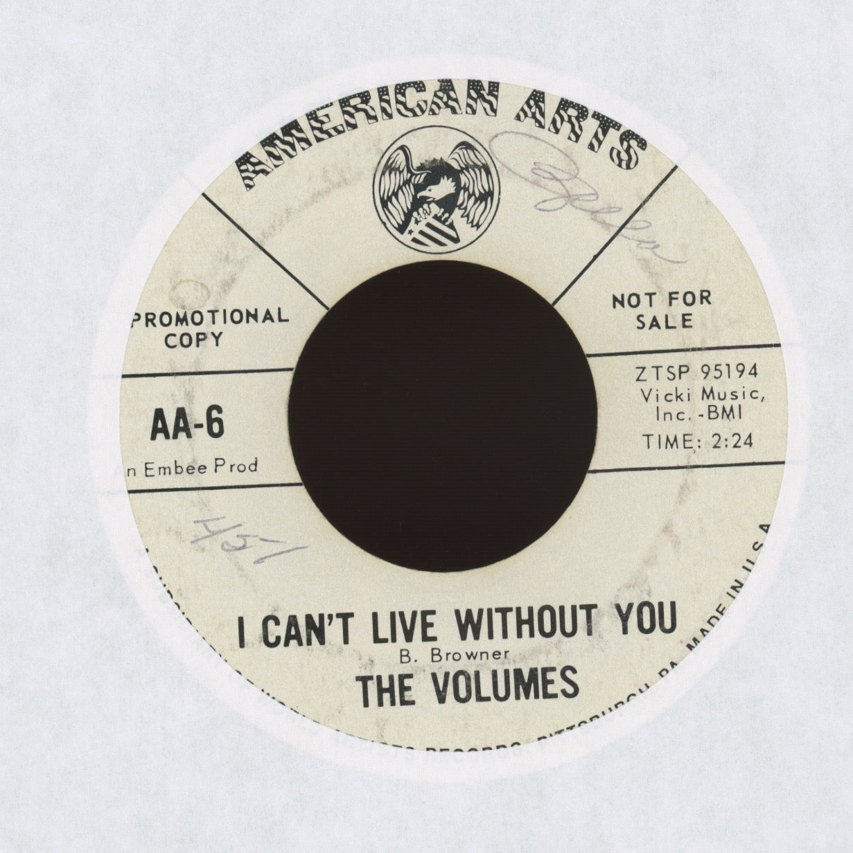 The Volumes - Gotta Give Her Love on American Arts - Promo Northern Soul 45