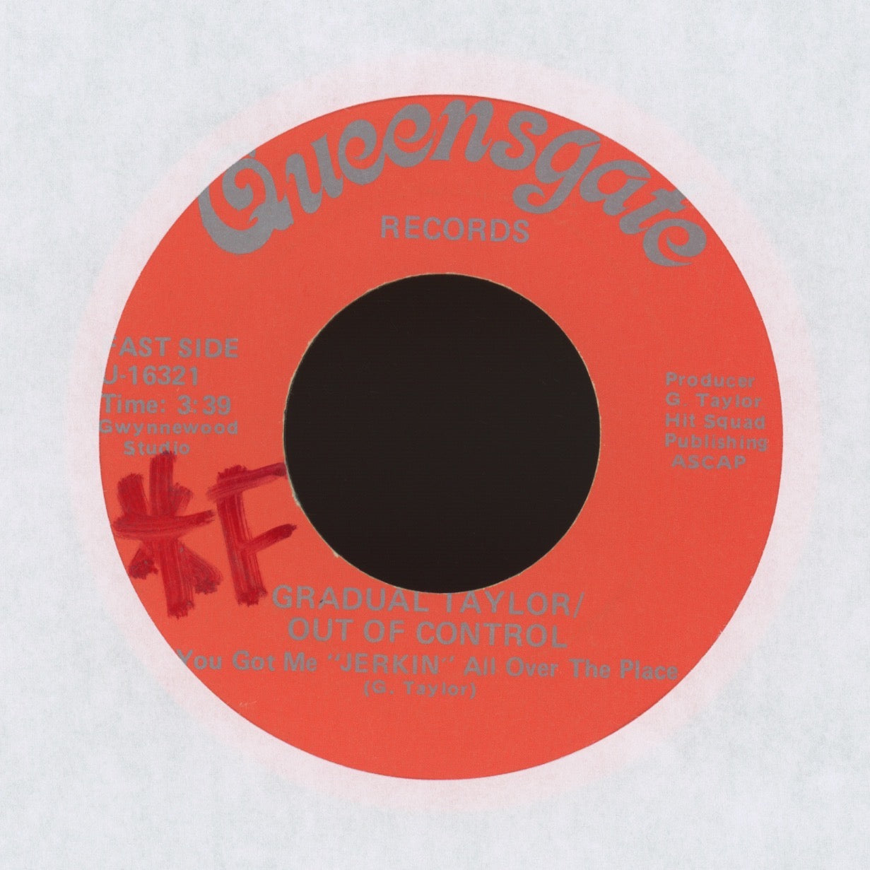 Gradual Taylor, Out Of Control - Love Is Holding Me Together on Queensgate Records Modern Soul 45
