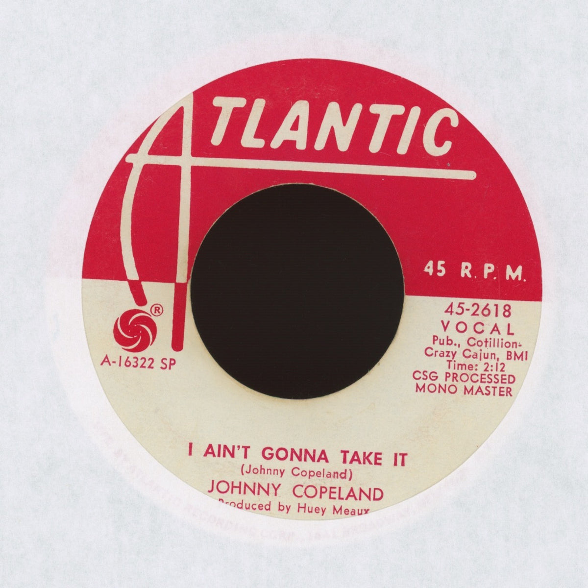 Johnny Copeland - I Ain't Gonna Take It on Atlantic - Promo Northern Soul 45