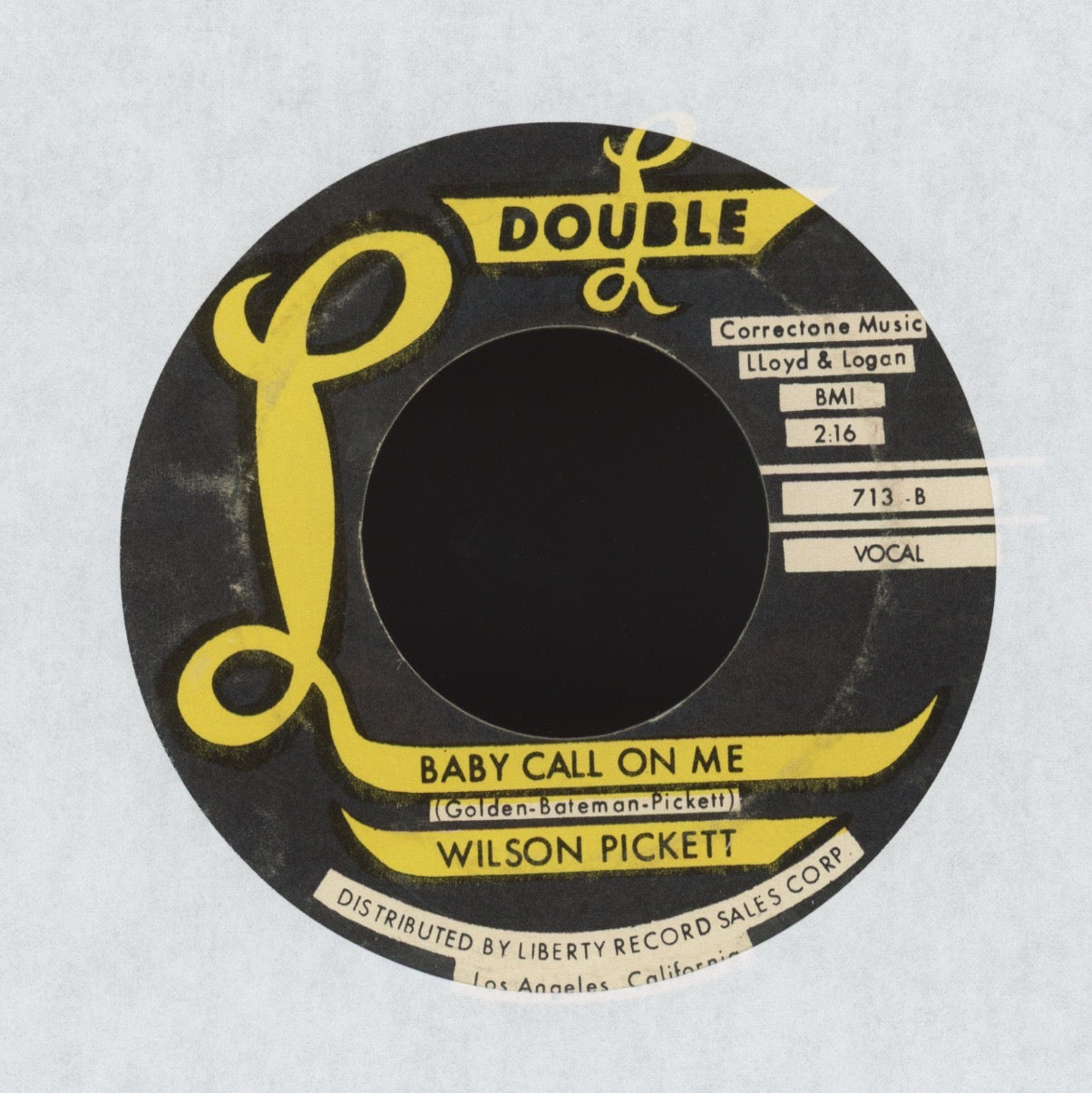 Wilson Pickett - Baby Call On Me on Double L Northern Soul R&B 45