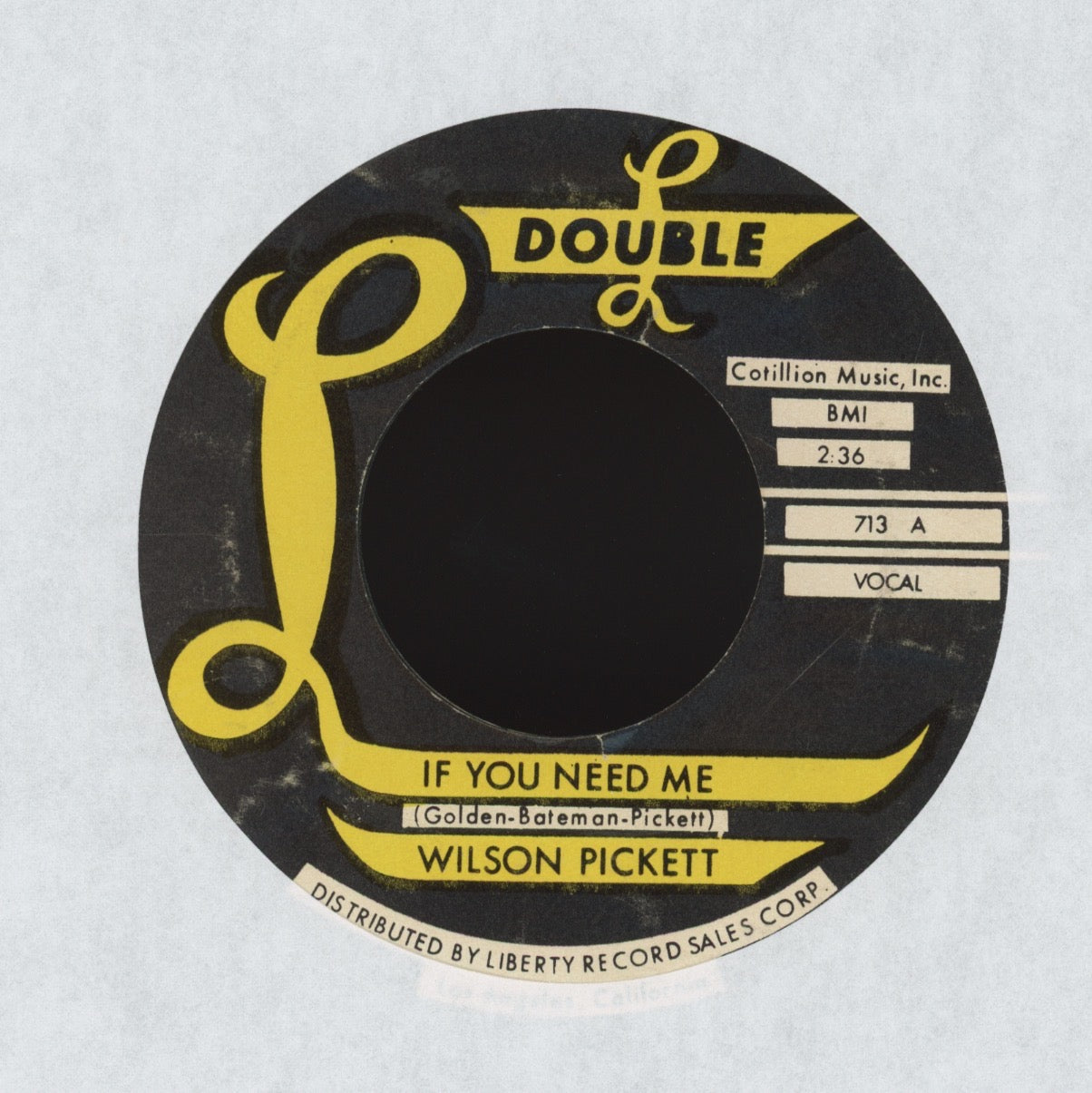 Wilson Pickett - Baby Call On Me on Double L Northern Soul R&B 45