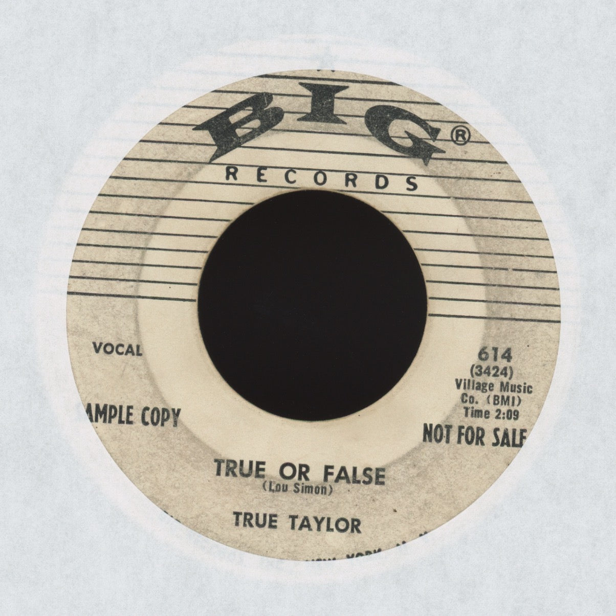 True Taylor aka Paul Simon - True Or False / Teen Age Fool on Big Promo Rockabilly 45