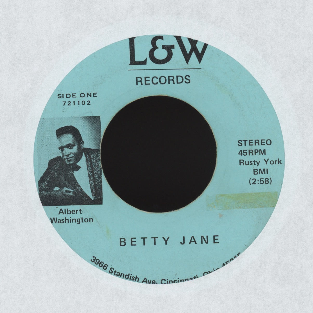 Albert Washington - Betty Jane on L&W R&B 45