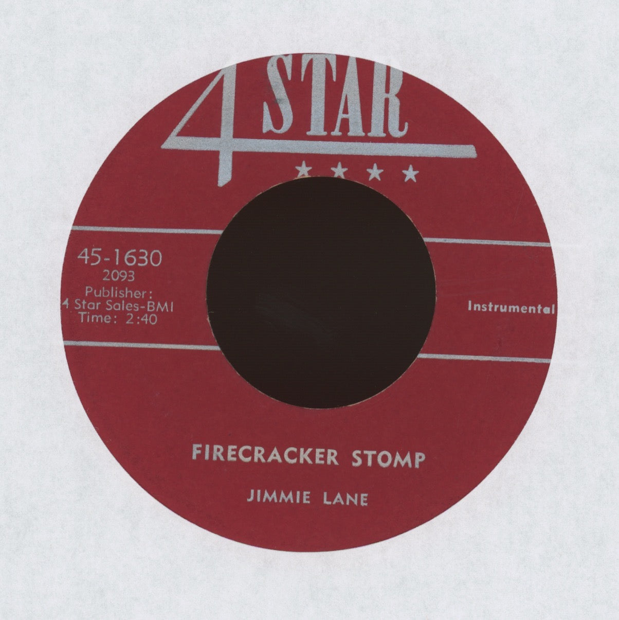 Jimmie Lane - Firecracker Stomp on 4 Star Western Swing 45