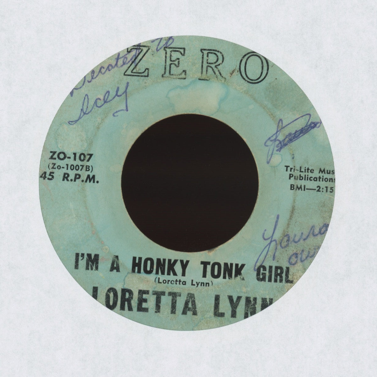Loretta Lynn - I'm A Honky Tonk Girl on Zero Country Bop 45