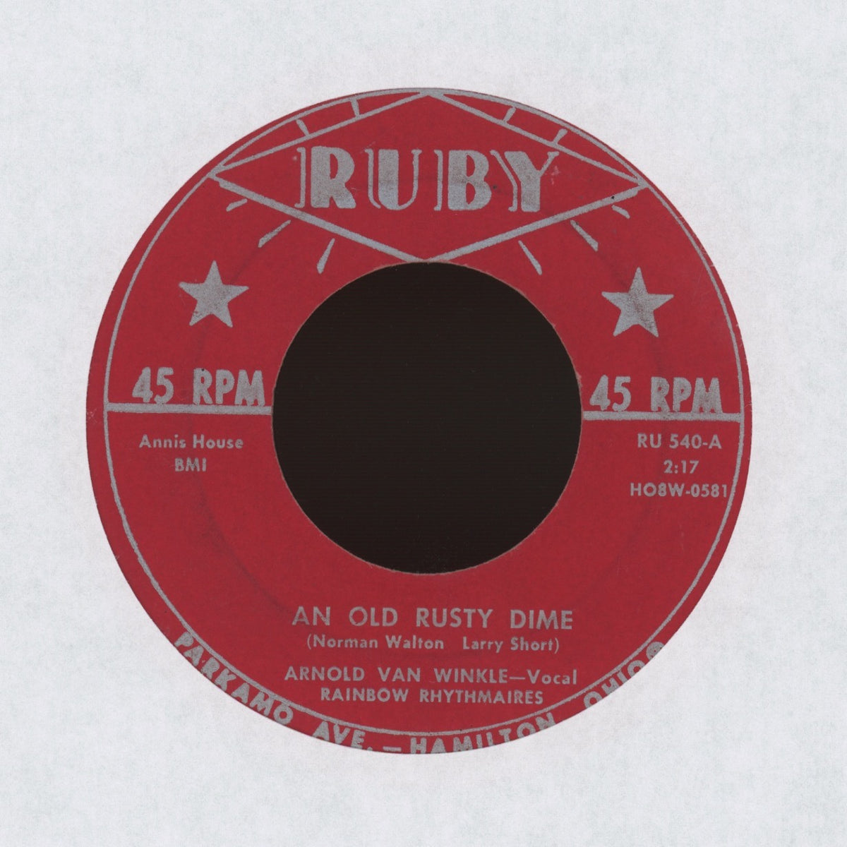 Arnold Van Winkle - An Old Rusty Dime on Ruby Hillbilly Bop 45