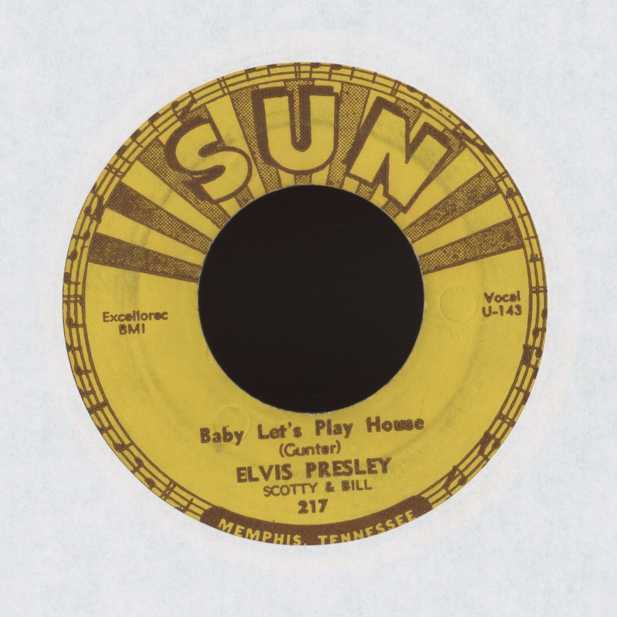 Elvis Presley - Baby Let's Play House on Sun Rockabilly 45 Push Marks
