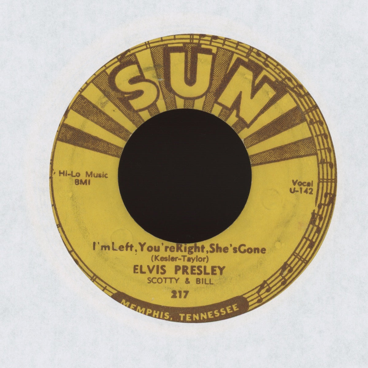 Elvis Presley - Baby Let's Play House on Sun Rockabilly 45 Push Marks