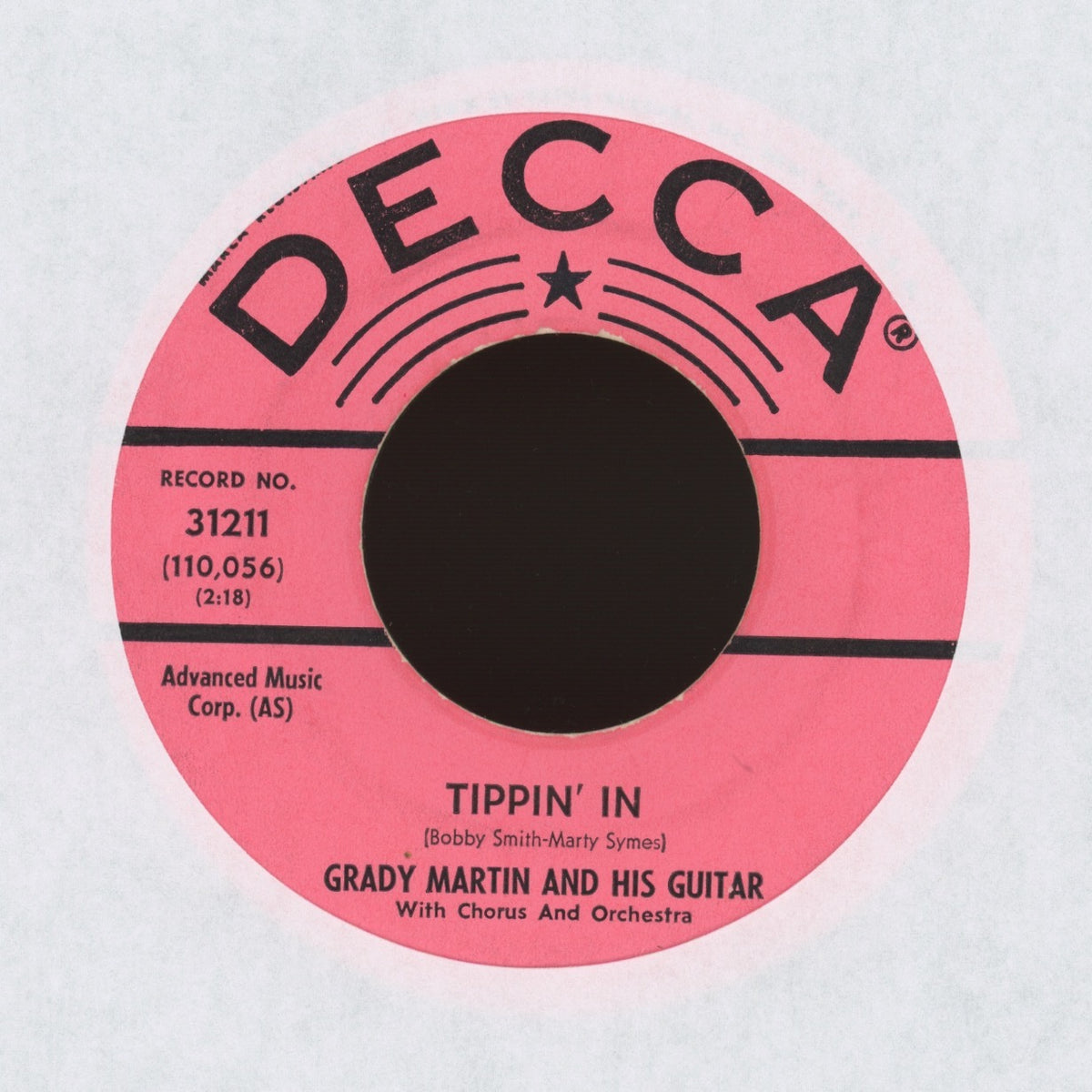 Grady Martin - The Fuzz on Decca - Promo Instro Mod Rock 45