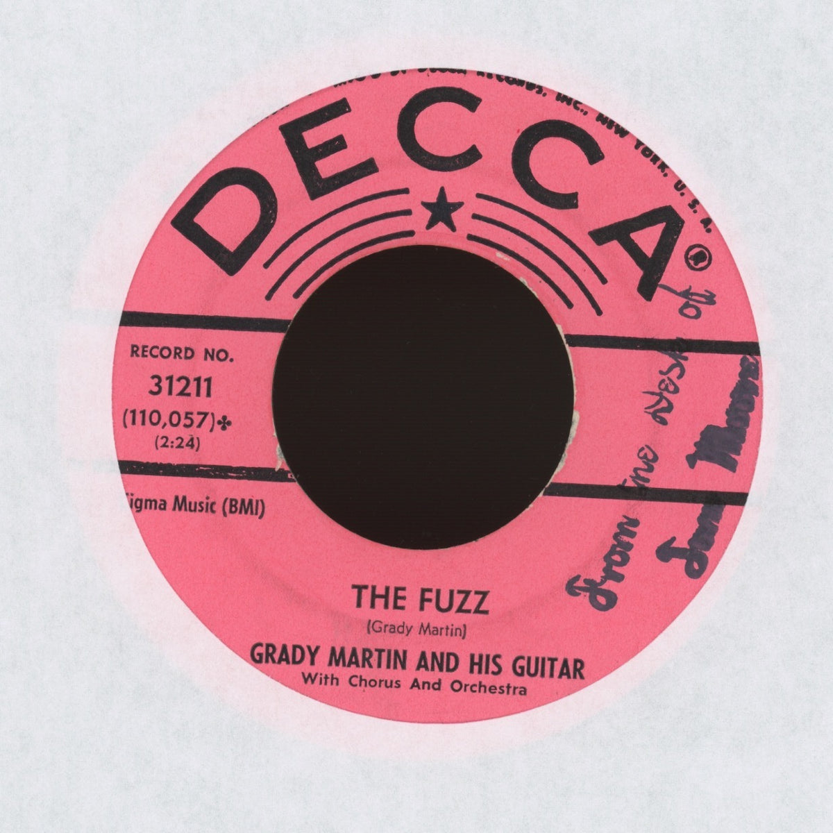 Grady Martin - The Fuzz on Decca - Promo Instro Mod Rock 45