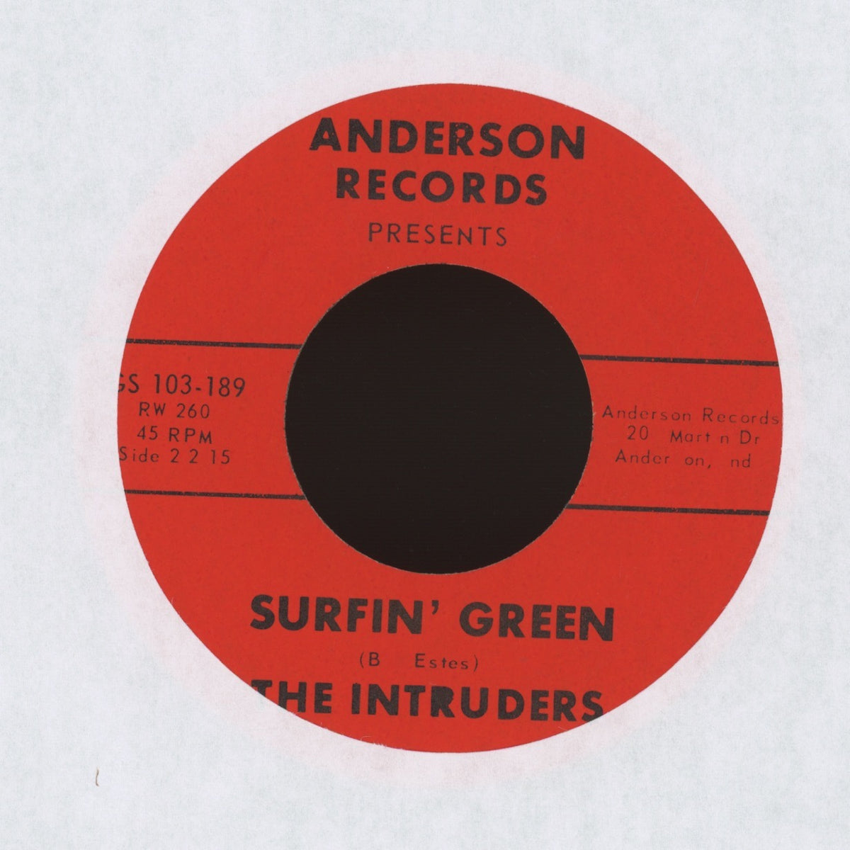 The Intruders - The Intruder on Anderson Records Instro Surf 45