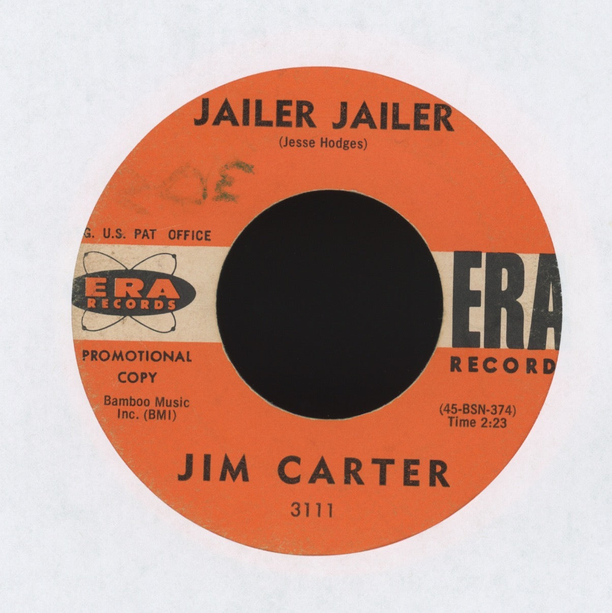 Jim Carter - Jailer Jailer on Era Promo Rockabilly Popcorn 45