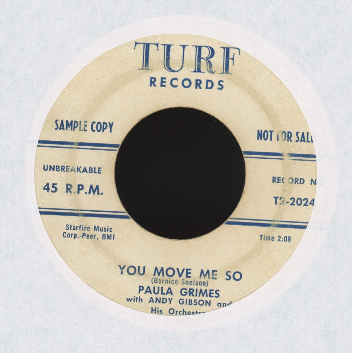 Paula Grimes- You Move Me So on Turf Promo R&B Popcorn 45