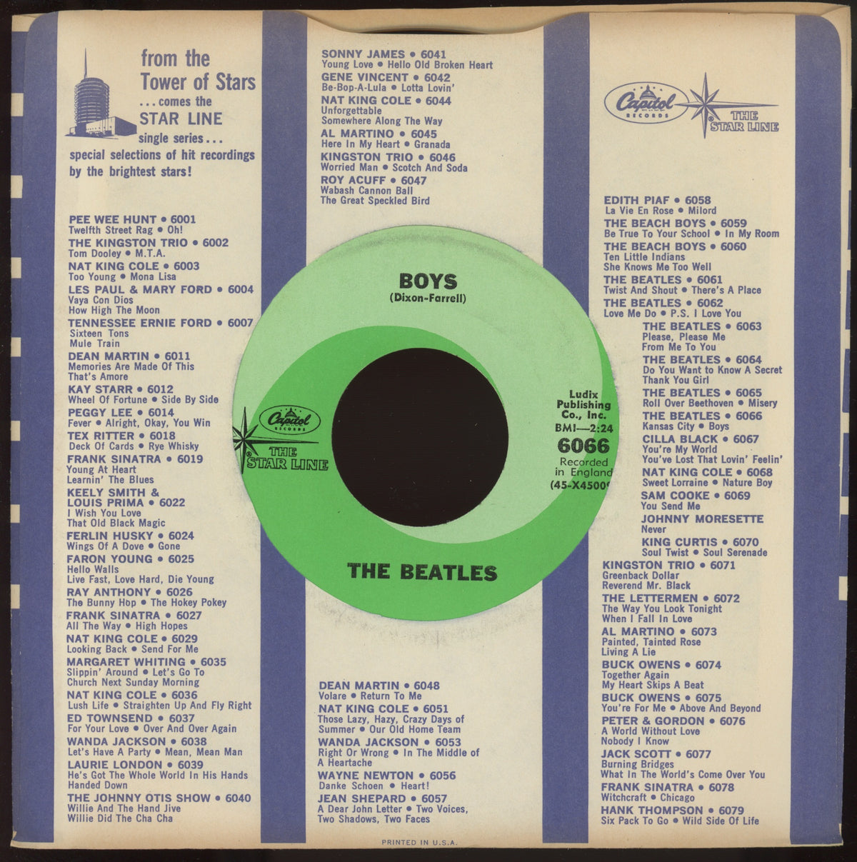The Beatles - Kansas City / Boys on Capitol Records - The Star Line - Green Swirl Label Colored Vinyl Rock 45