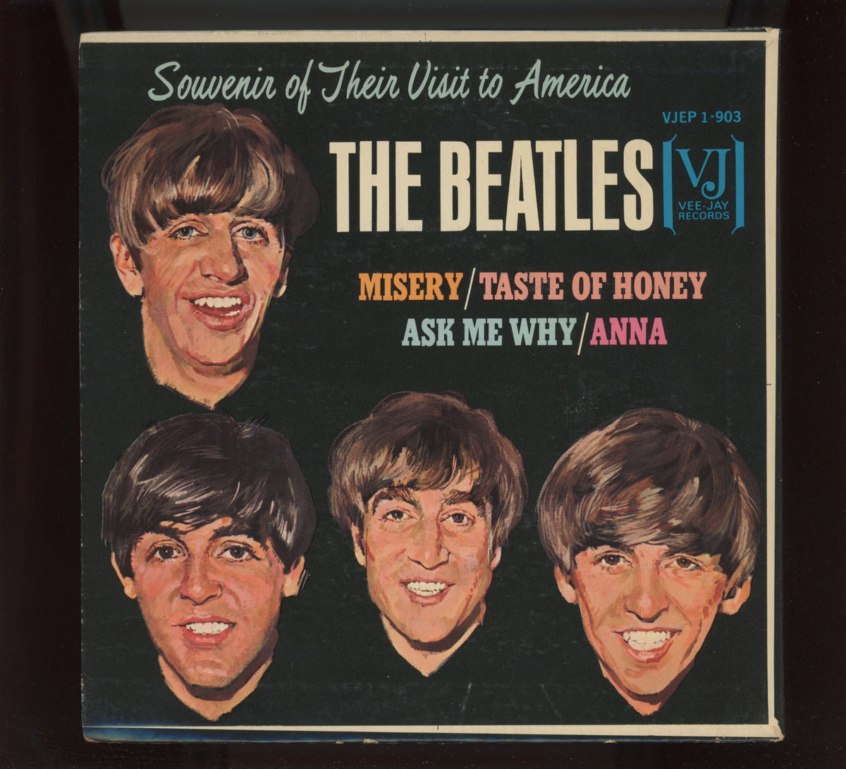 The Beatles - Souvenir Of Their Visit To America on Vee Jay Records Rock 45 EP With Picture Cover