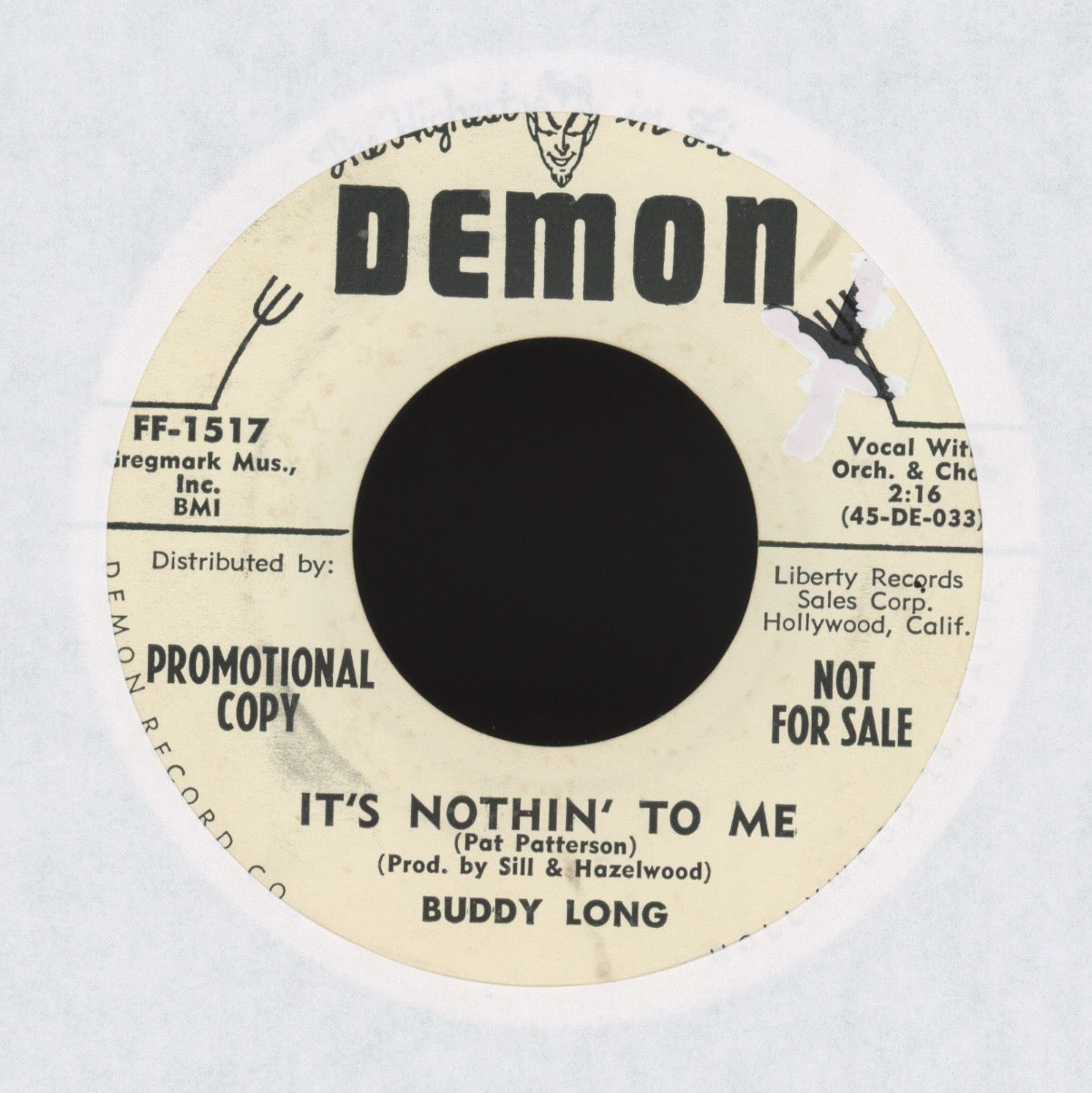 Buddy Long - It's Nothin' To Me on Demon Promo Rockabilly 45