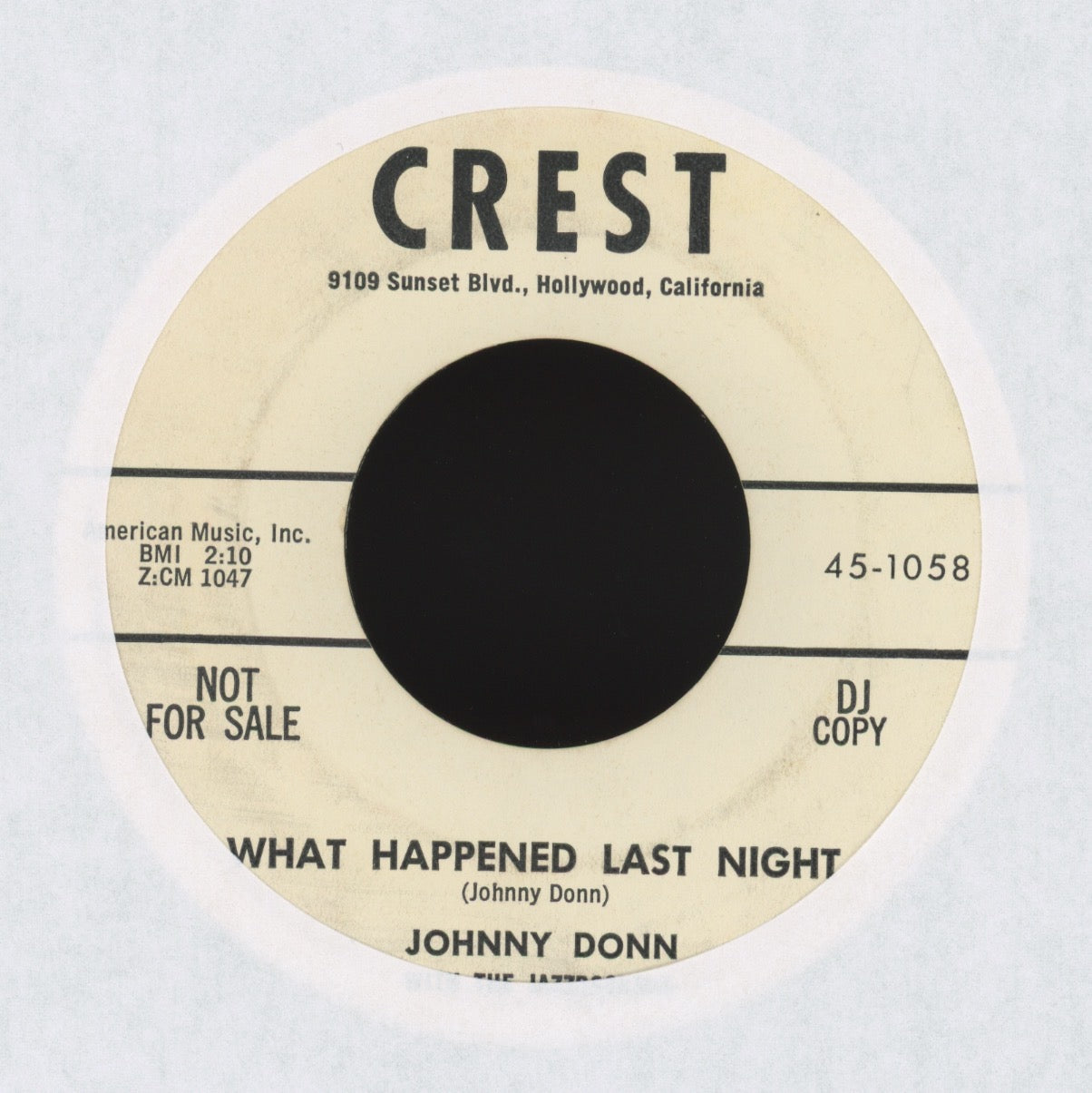 Johnny Donn - What Happened Last Night / Smog on Crest Promo Rockabilly 45