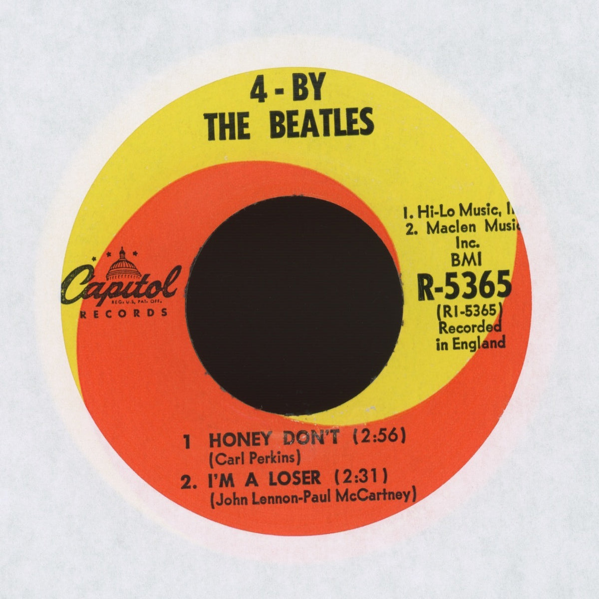 The Beatles - 4 By 4 / 4 - By The Beatles on Capitol Records Rock 45 EP With Picture Cover