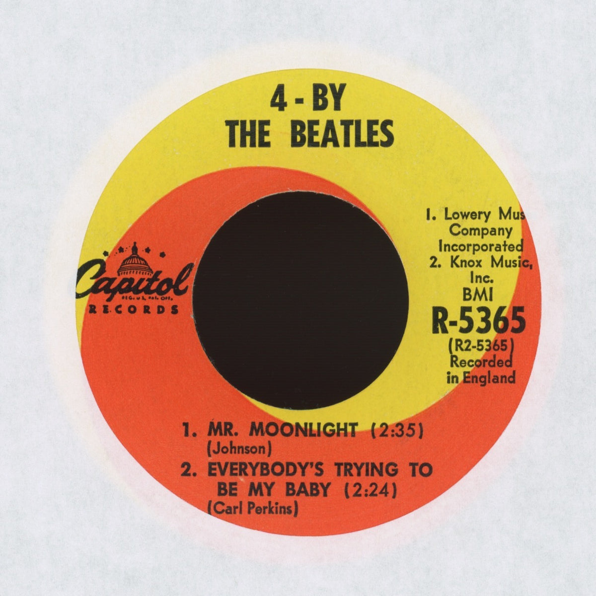 The Beatles - 4 By 4 / 4 - By The Beatles on Capitol Records Rock 45 EP With Picture Cover