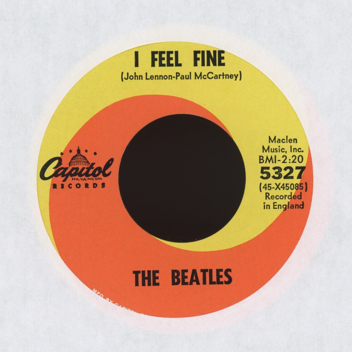 The Beatles - I Feel Fine / She's A Woman on Capitol Records Rock 45 With Picture Sleeve