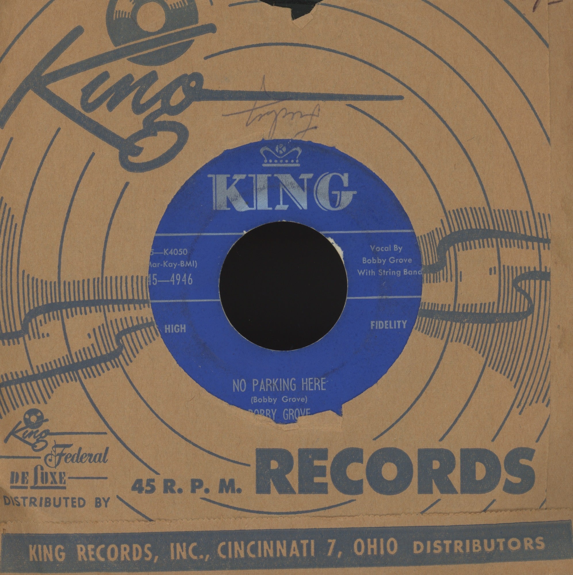 Bobby Grove - No Parking Here on King Hillbilly Bop 45
