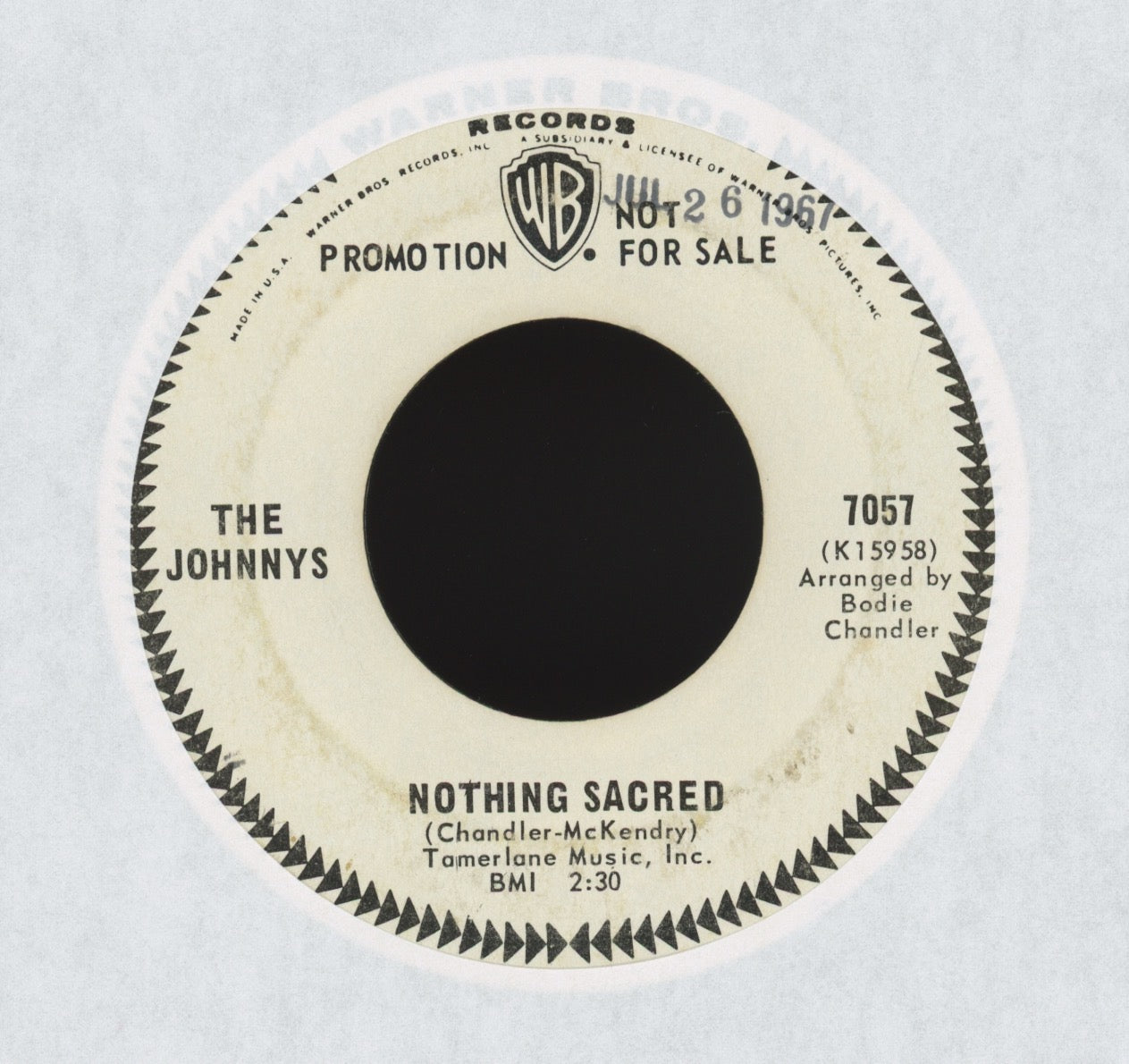 The Johnnys - Nothing Sacred on WB Promo Garage Fuzz Psych 45