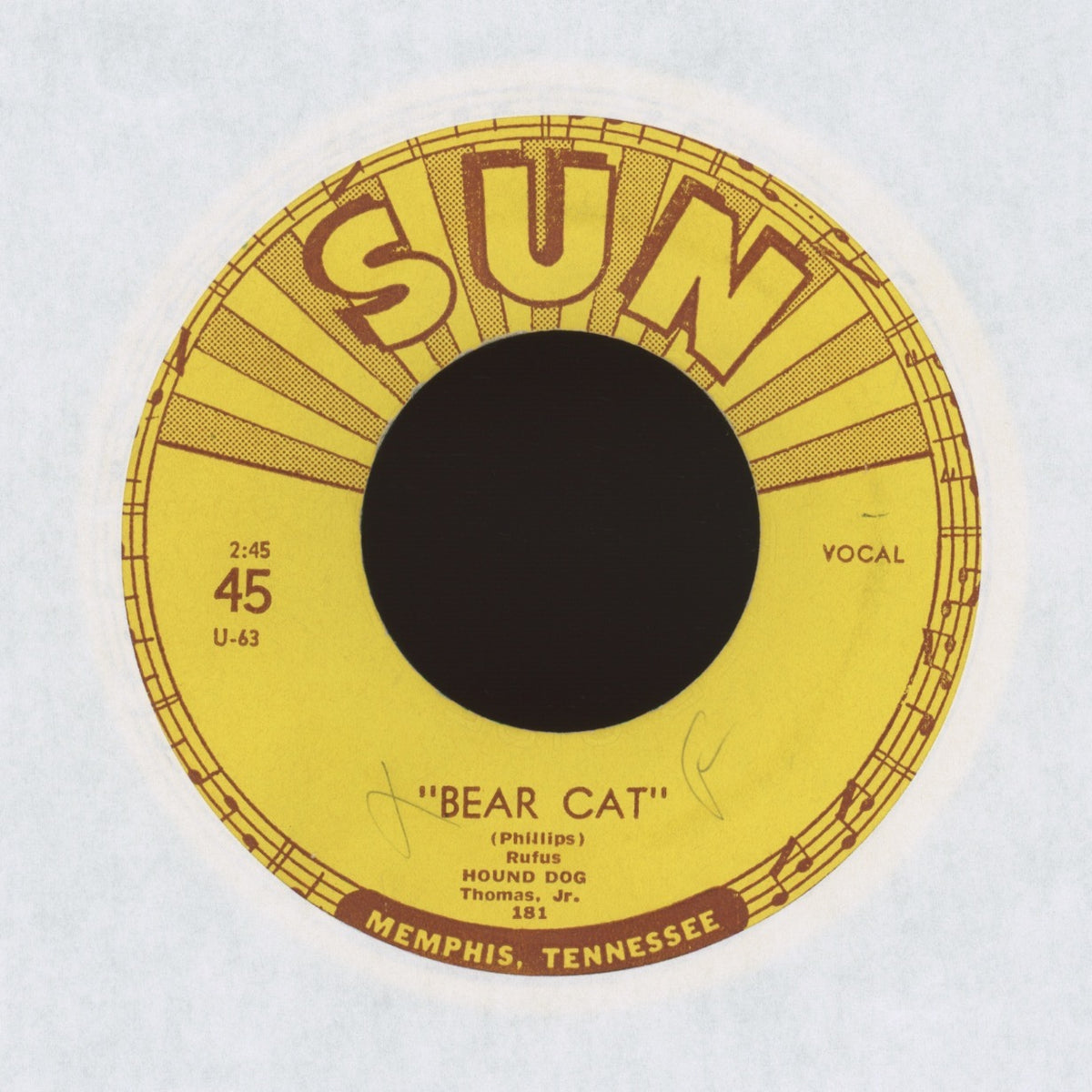 Rufus Hound Dog Thomas Jr. -  Bear Cat on Sun R&B 45