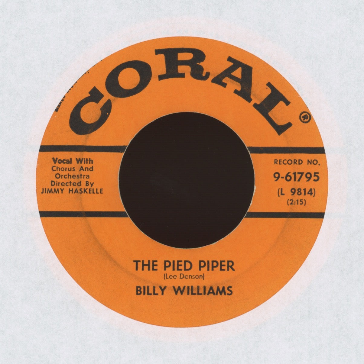 Billy Williams - The Pied Piper on Coral R&B Popcorn 45