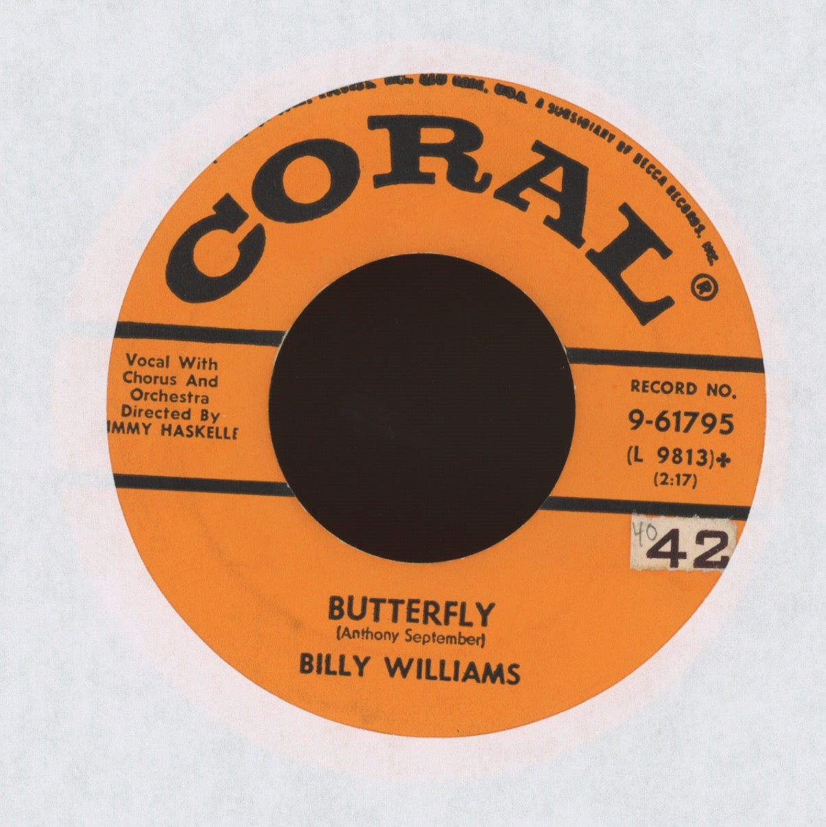 Billy Williams - The Pied Piper on Coral R&B Popcorn 45