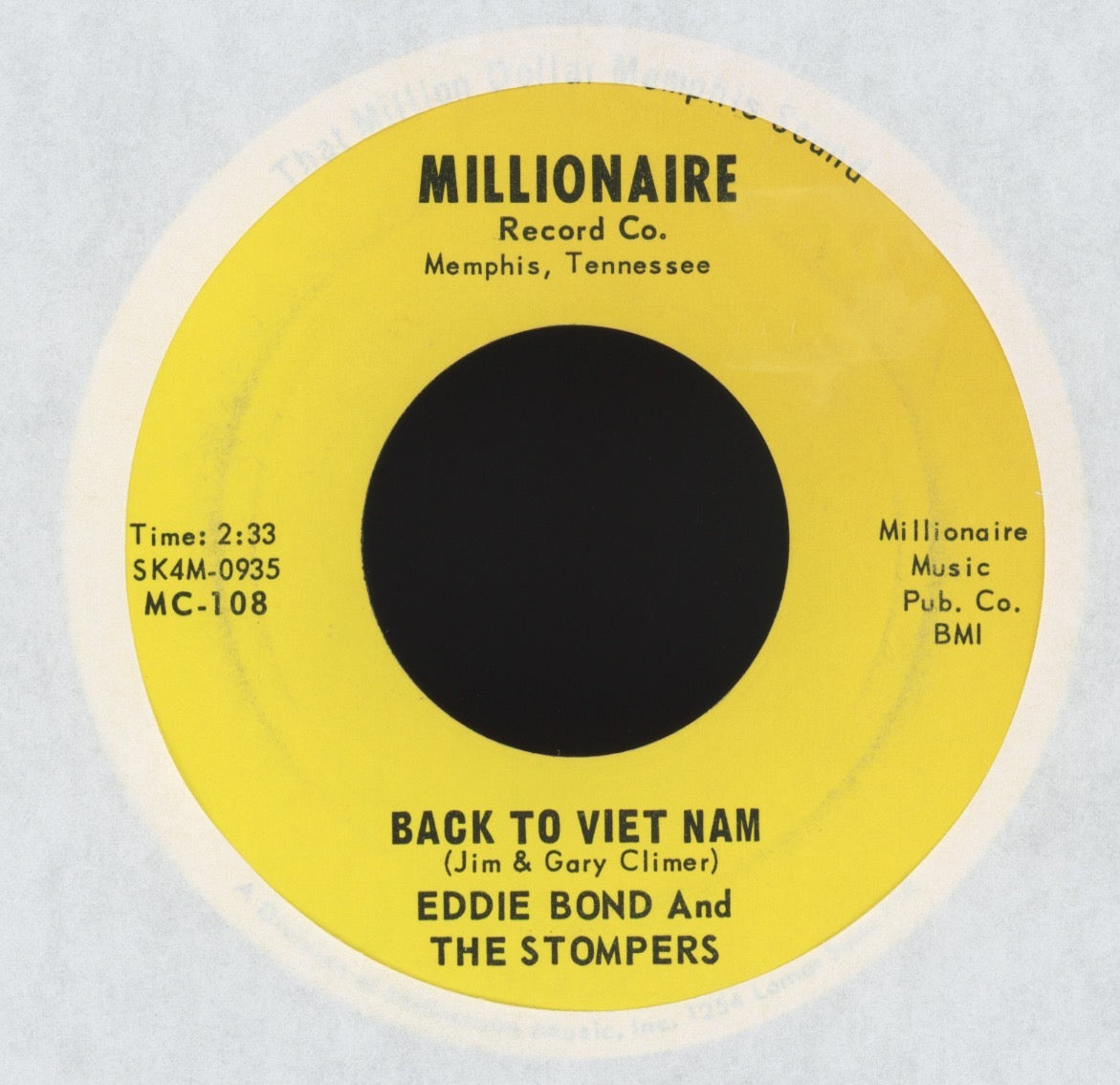 Eddie Bond & The Stompers - I Just Found Out on Millionaire Country Bop 45