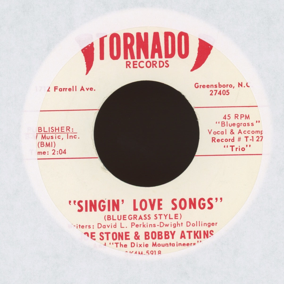 Joe Stone & Bobby Atkins - Tears & Roses on Tornado Bluegrass 45