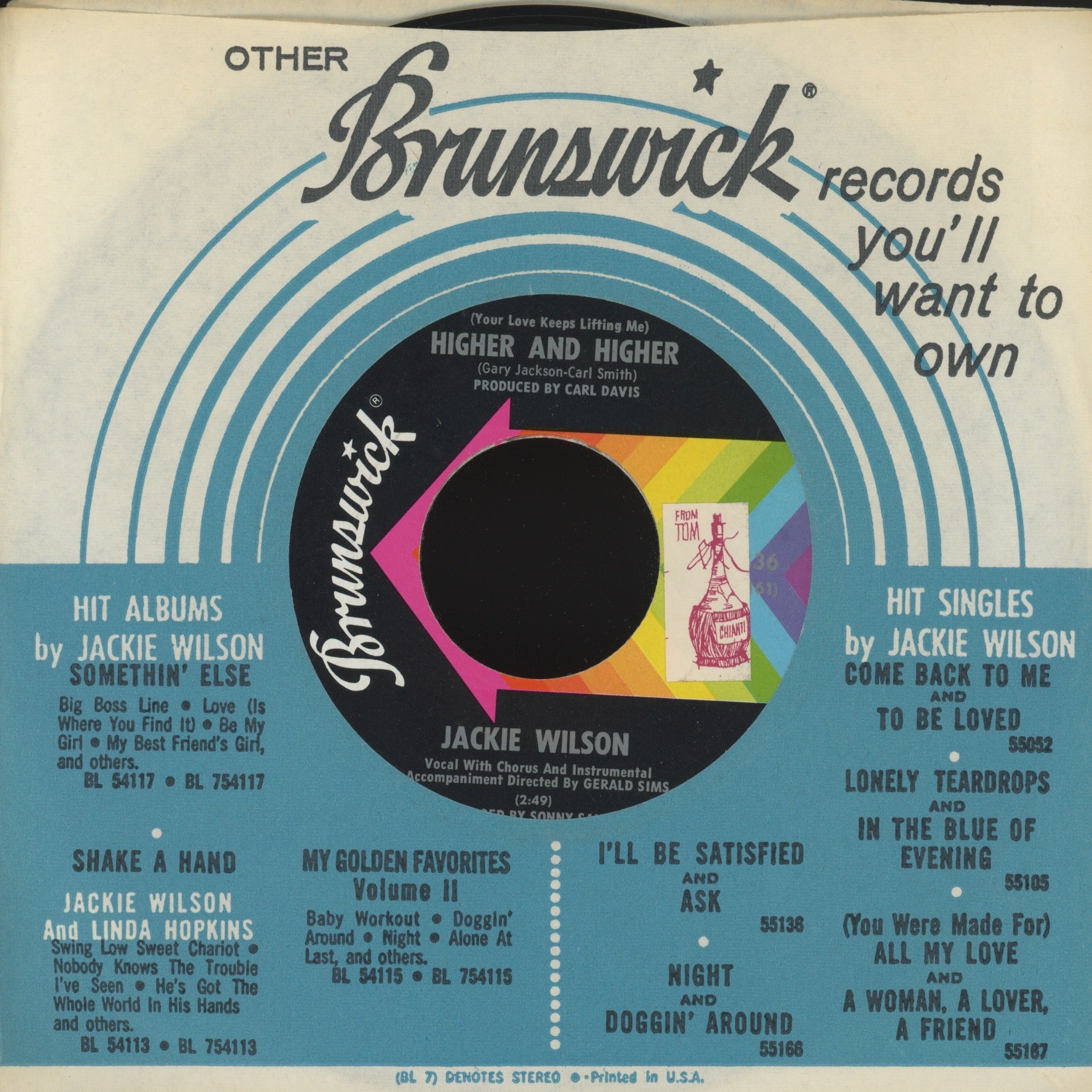 Jackie Wilson - (Your Love Keeps Lifting Me) Higher And Higher on Brunswick Northern Soul 45