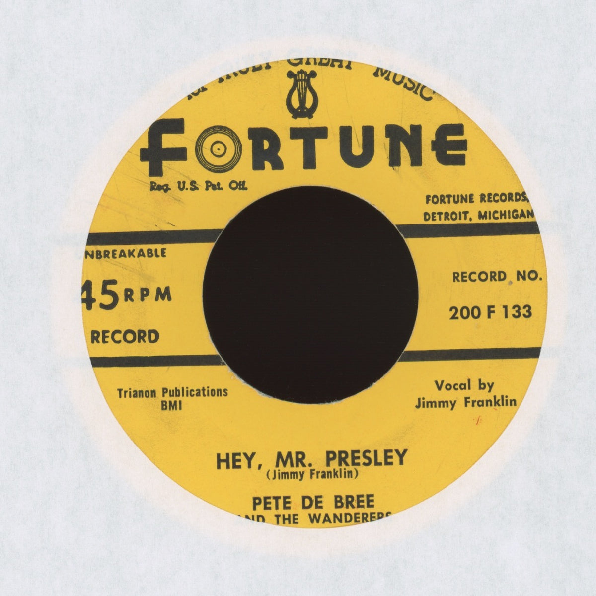 Pete De Bree And The Wanderers - Hey, Mr. Presley on Fortune Records Rockabilly 45
