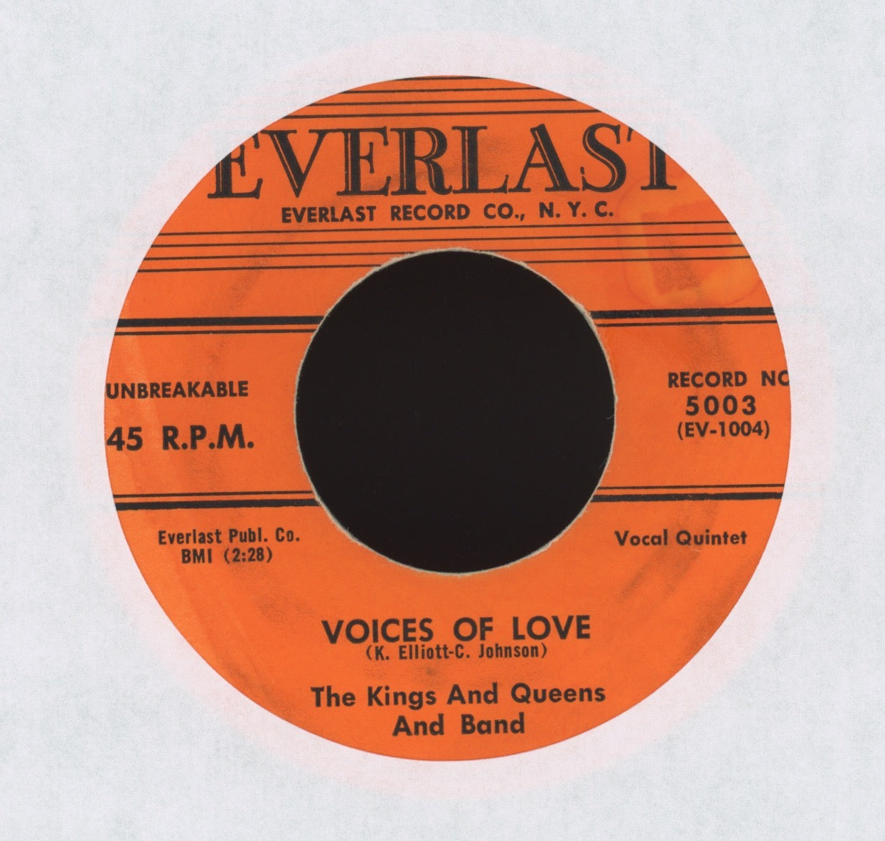 The Kings & Queens - Voices Of Love / I'm So Lonely on Everlast R&B Doo Wop 45