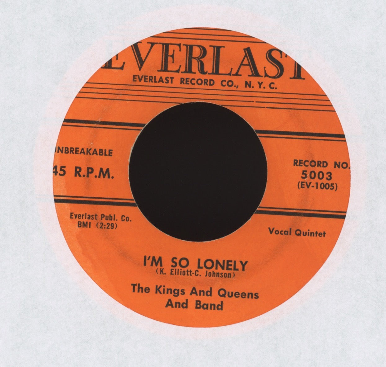 The Kings & Queens - Voices Of Love / I'm So Lonely on Everlast R&B Doo Wop 45