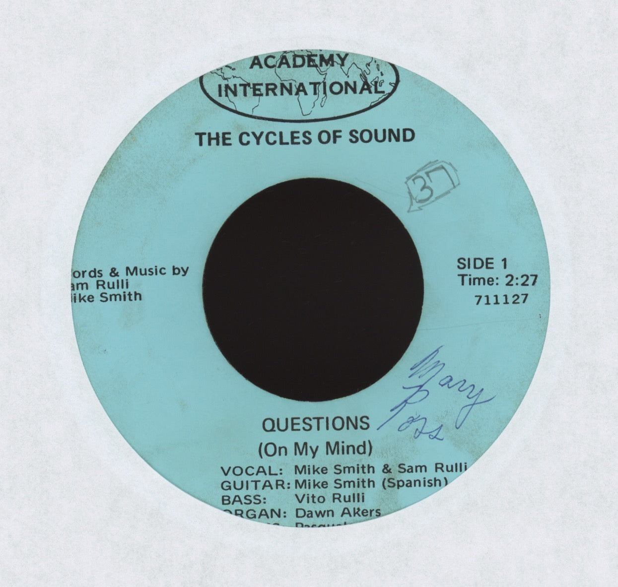 The Cycles Of Sound - Questions (On My Mind) on Academy International Garage Psych 45