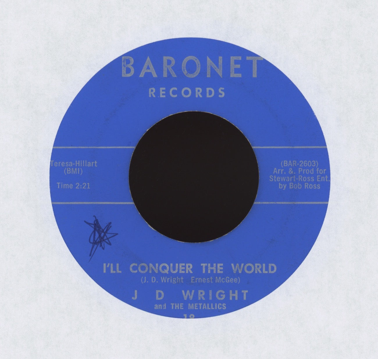 J. D. Wright & The Metallics - I'll Conquer The World on Baronet Northern Soul Doo Wop 45