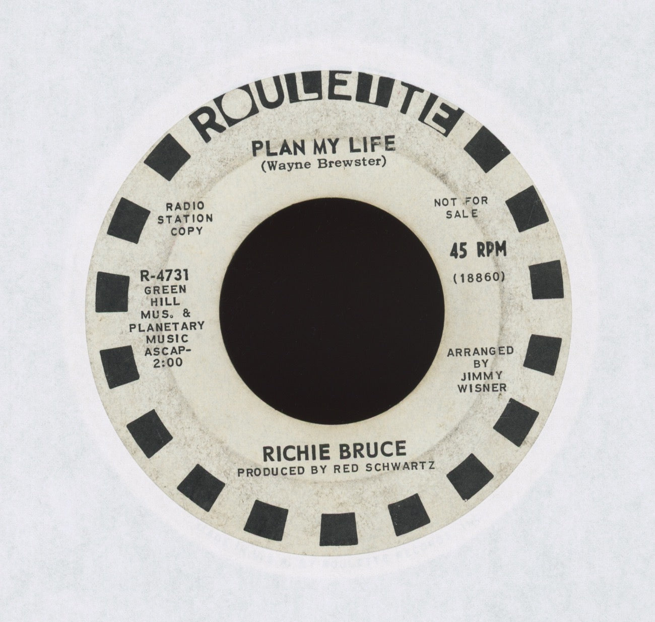 Richie Bruce - Plan My Life on Roulette Promo Garage Fuzz 45