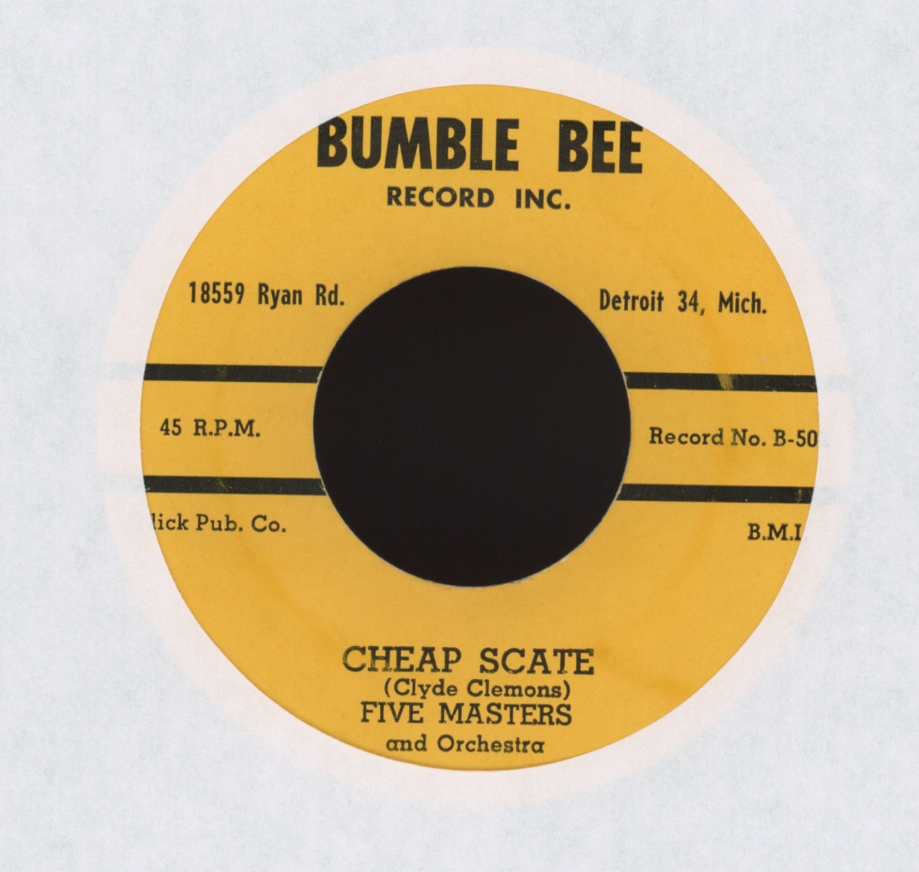 The Five Masters - We Are Like One / Cheap Scate on Bumble Bee R&B Doo Wop 45