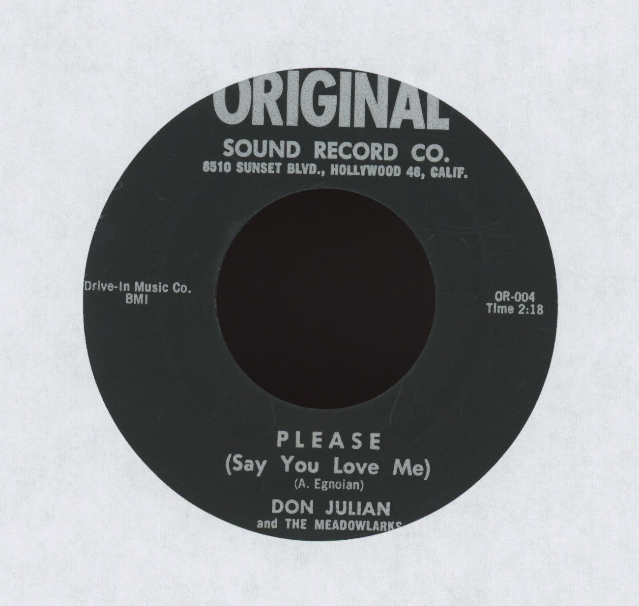 Don Julian & The Meadowlarks - Please (Say You Love Me) / Doin' The Cha Cha Cha on Original Sound R&B Doo Wop 45