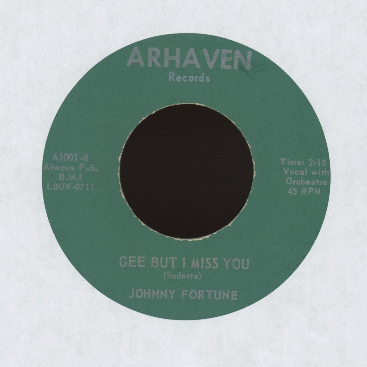 Johnny Fortune - Gee But I Miss You on Arhaven Records Teen Rockabilly Popcorn 45
