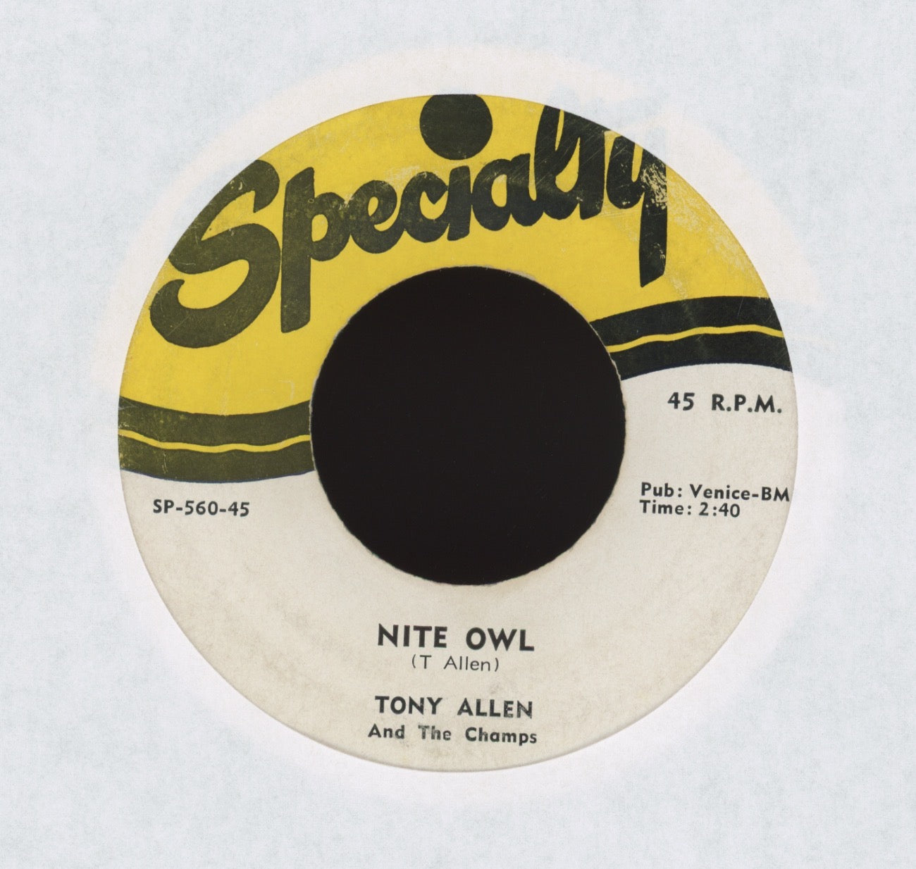 Tony Allen & The Champs - Nite Owl on Specialty R&B Doo Wop 45