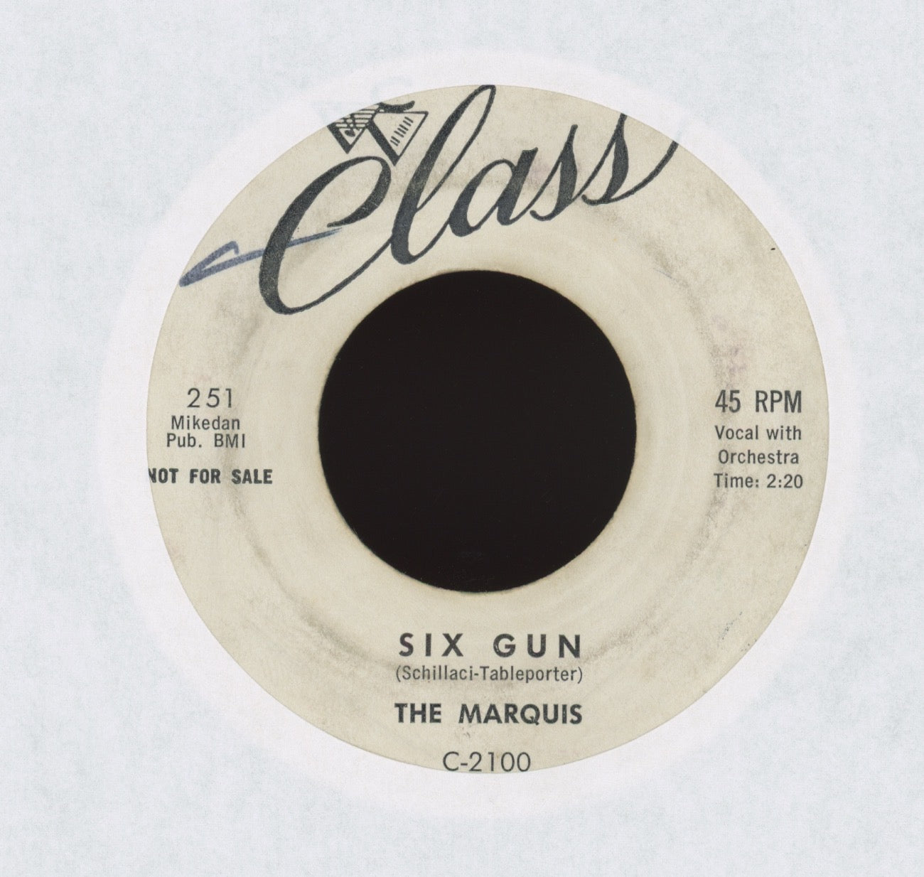 The Marquis - Six Gun / Strange is Love on Class Promo R&B Doo Wop 45