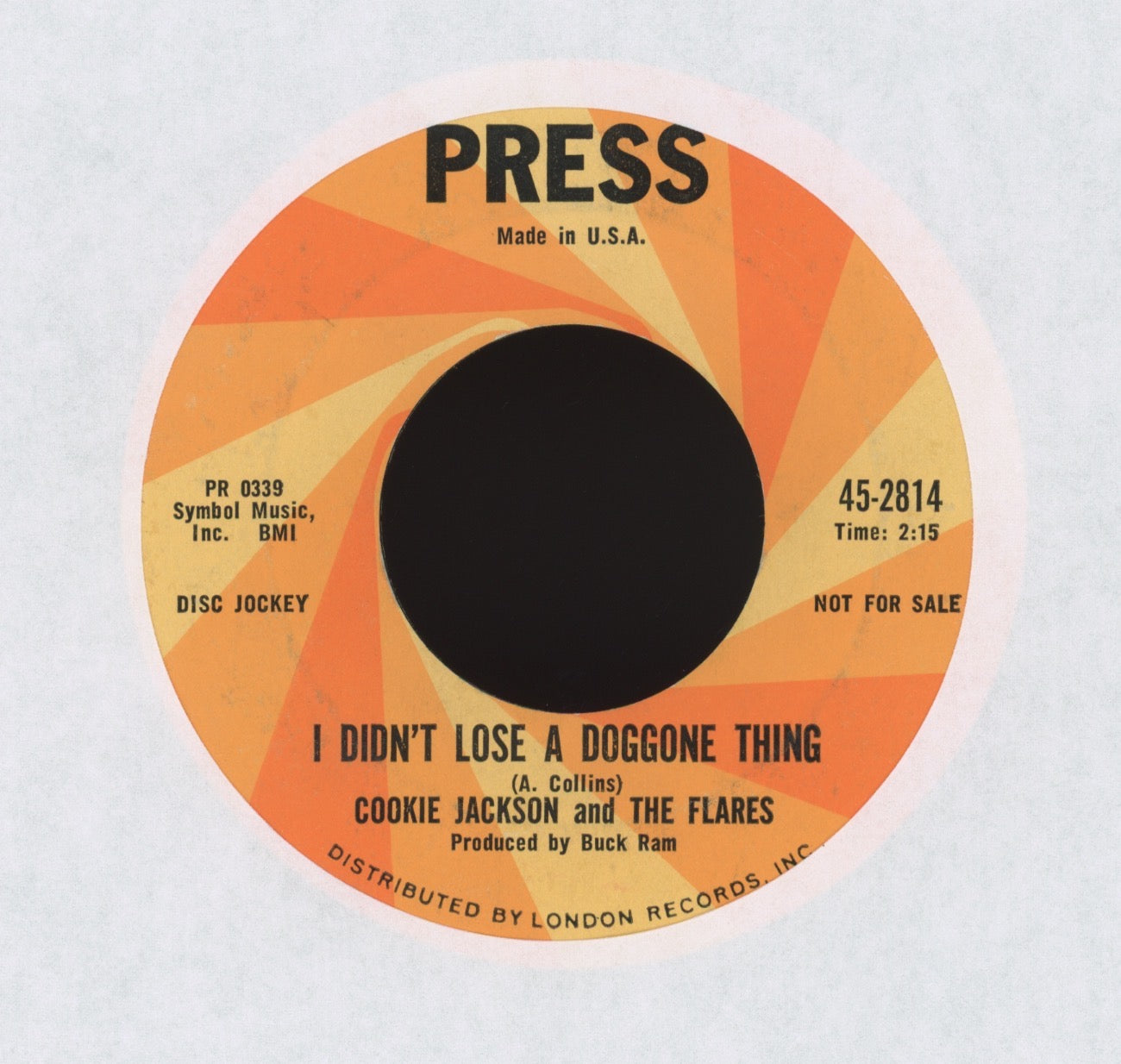 Cookie Jackson & The Flares - I Didn't Lose A Doggone Thing on Press Promo R&B 45