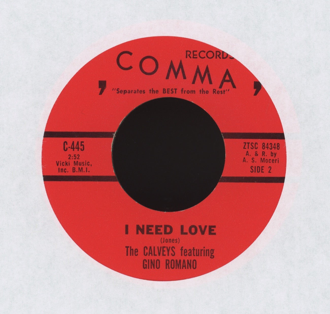 The Calveys - I Need Love on Comma Northern Soul Doo Wop 45