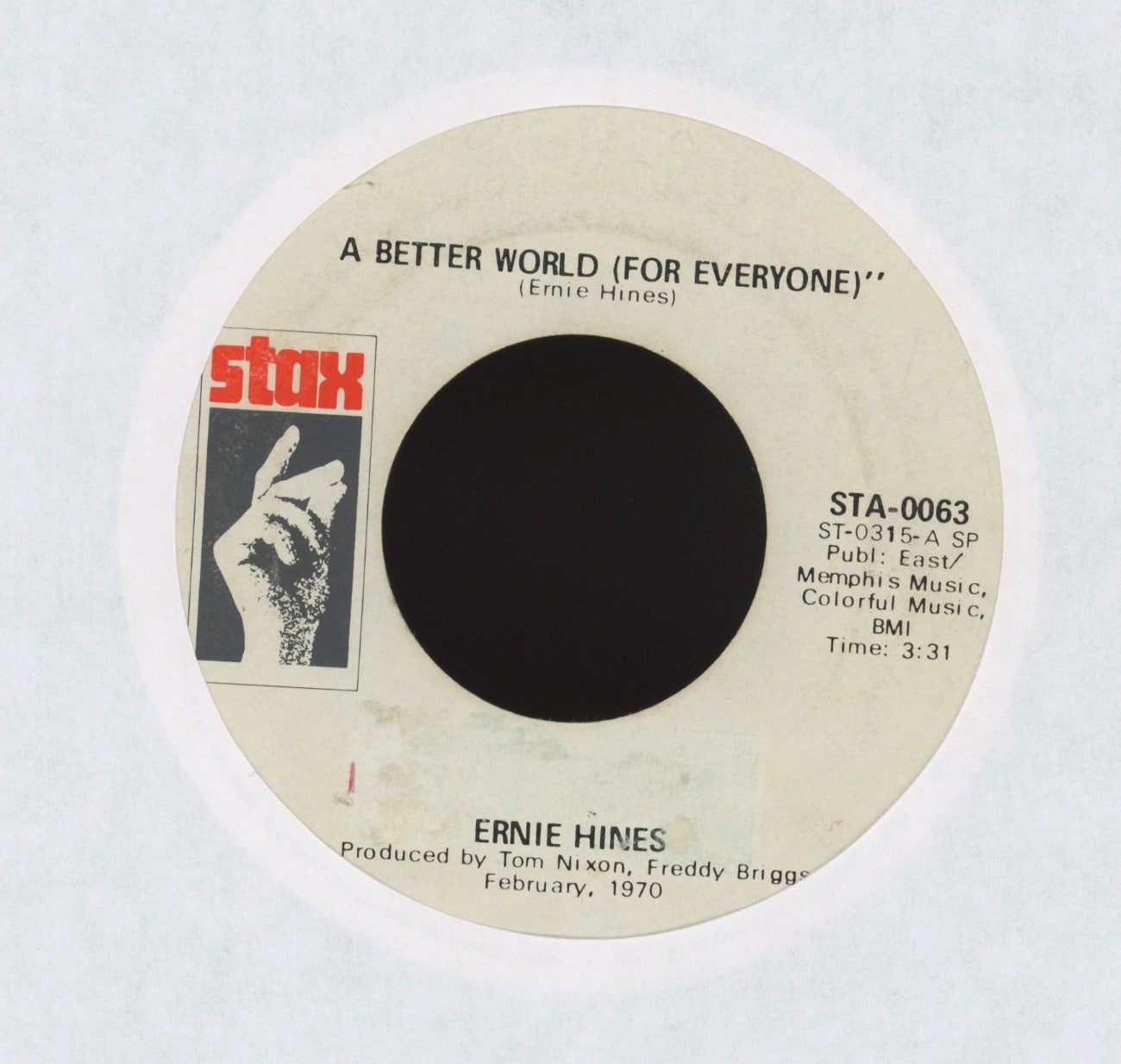 Ernie Hines - Help Me Put Out The Flame (In My Heart) on Stax Promo Northern Soul 45