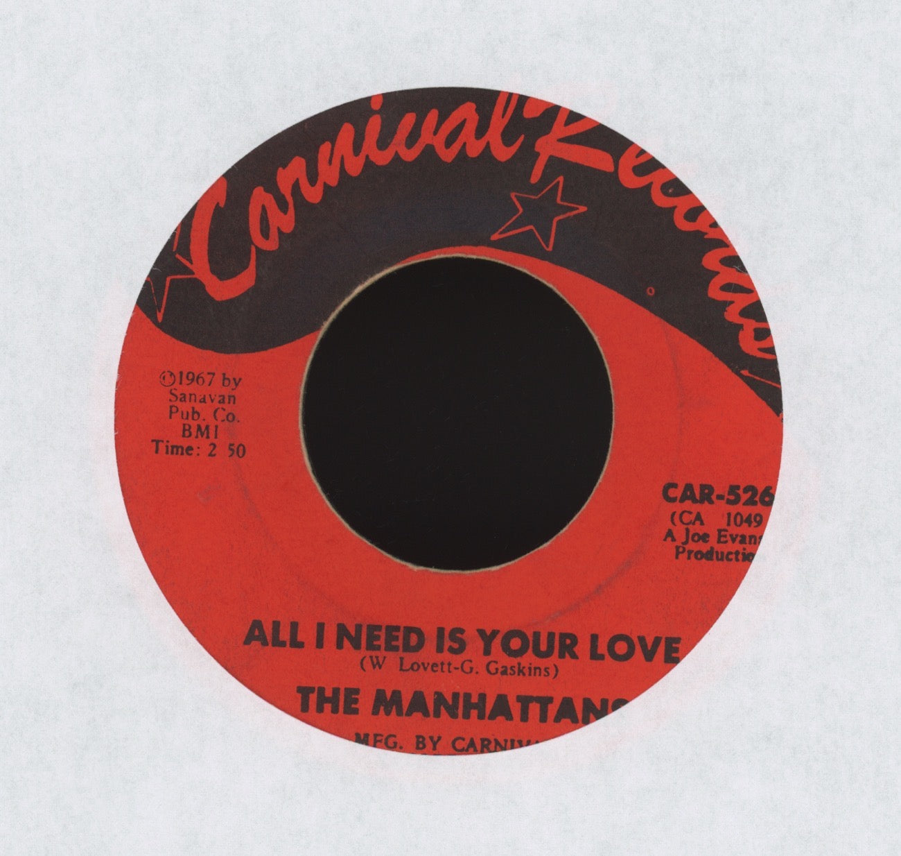 Manhattans - All I Need Is Your Love on Carnival Northern Soul 45