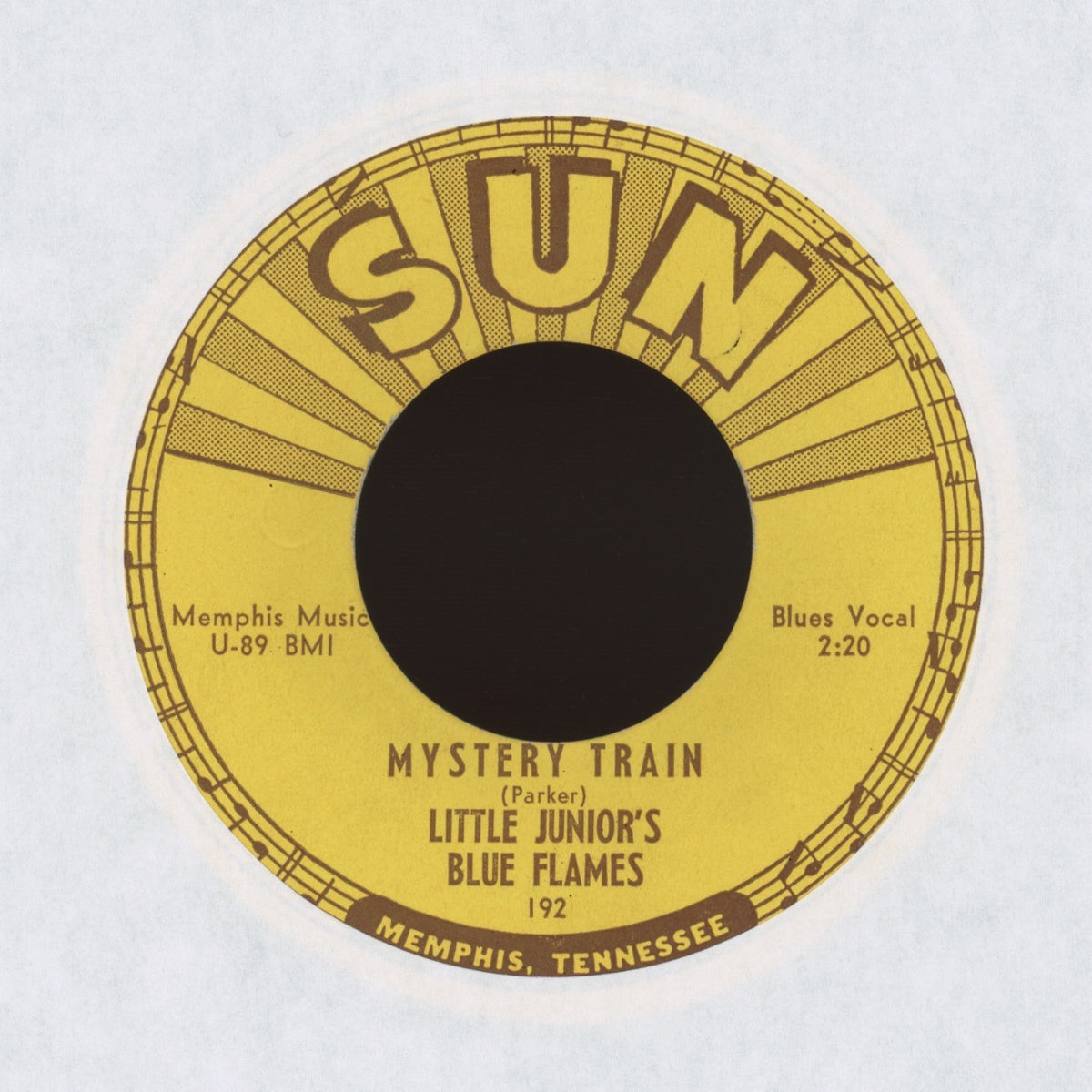 Little Junior's Blue Flames - Mystery Train on Sun Rockabilly 45 Push Marks