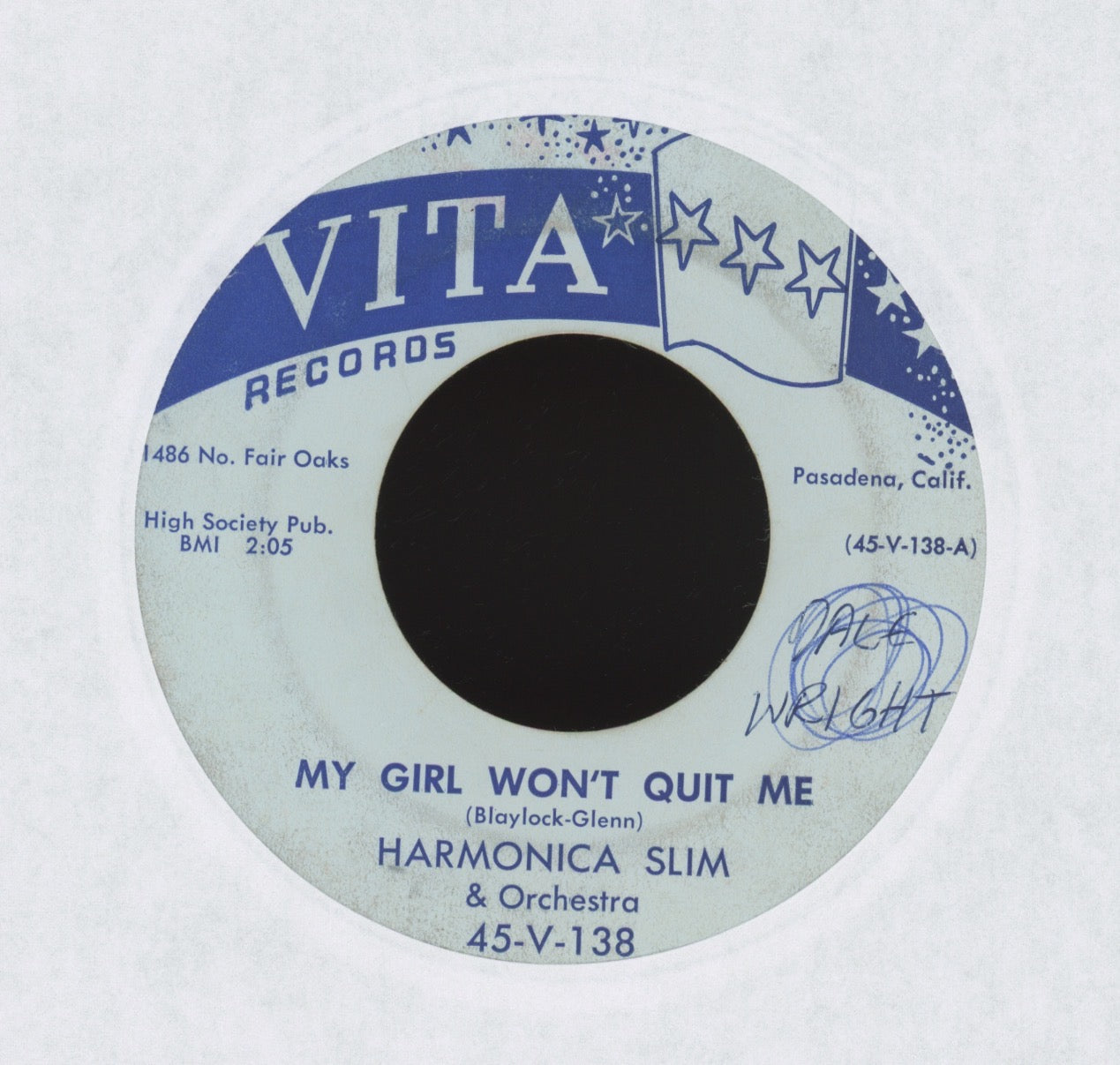 Harmonica Slim & Orchestra - My Girl Won't Quit Me on Vita R&B 45
