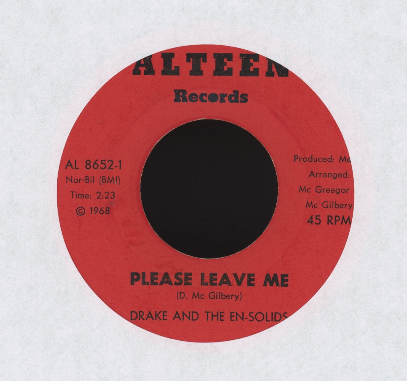 Drake And The En-Solids - Please Leave Me on Alteen Northern Soul 45